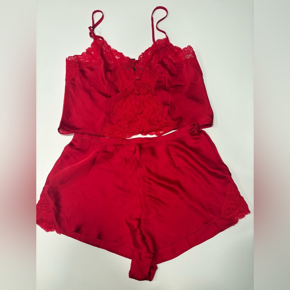 Victoria’s Secret Lace & Chiffon Red Cami Set
